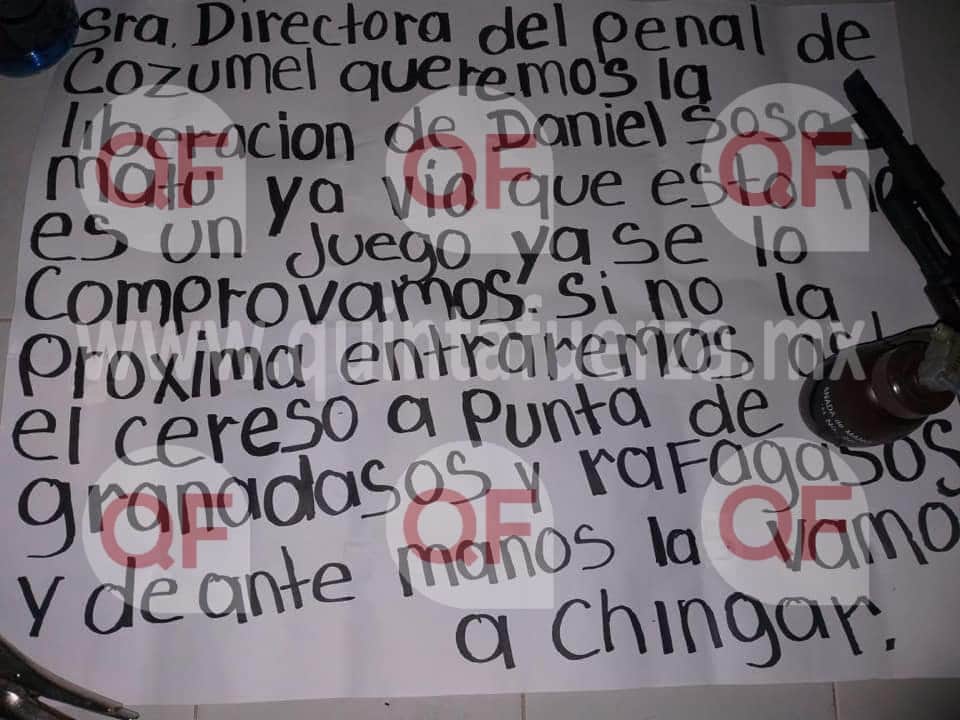 Amenazan a directora del Cereso de Cozumel con "narcomensaje"