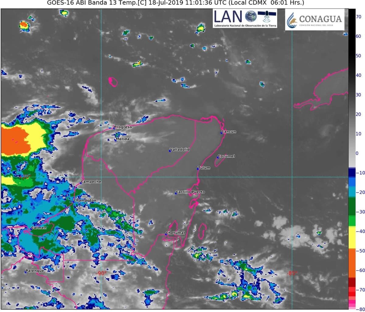 Clima caluroso con probabilidad de lluvias en Q. Roo
