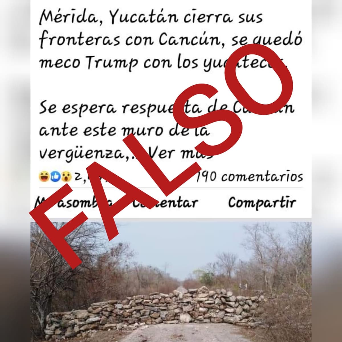 FALSO que fronteras de Quintana Roo con Yucatán estén bloquedas con muros
