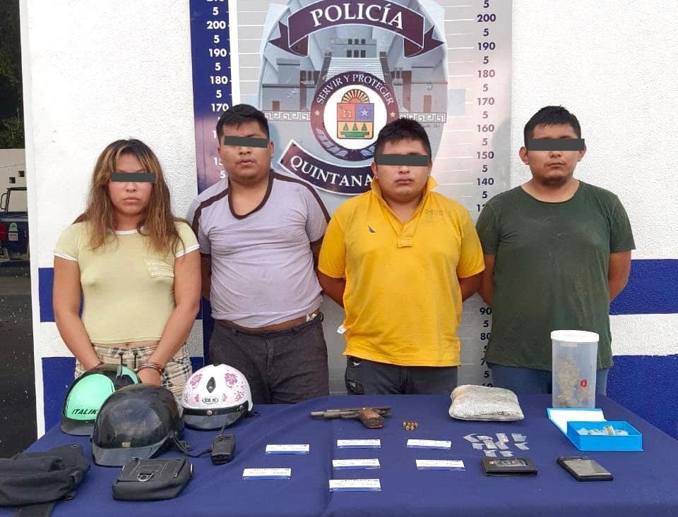 Detiene Policía de Tulum a cuatro personas con varias dosis de droga