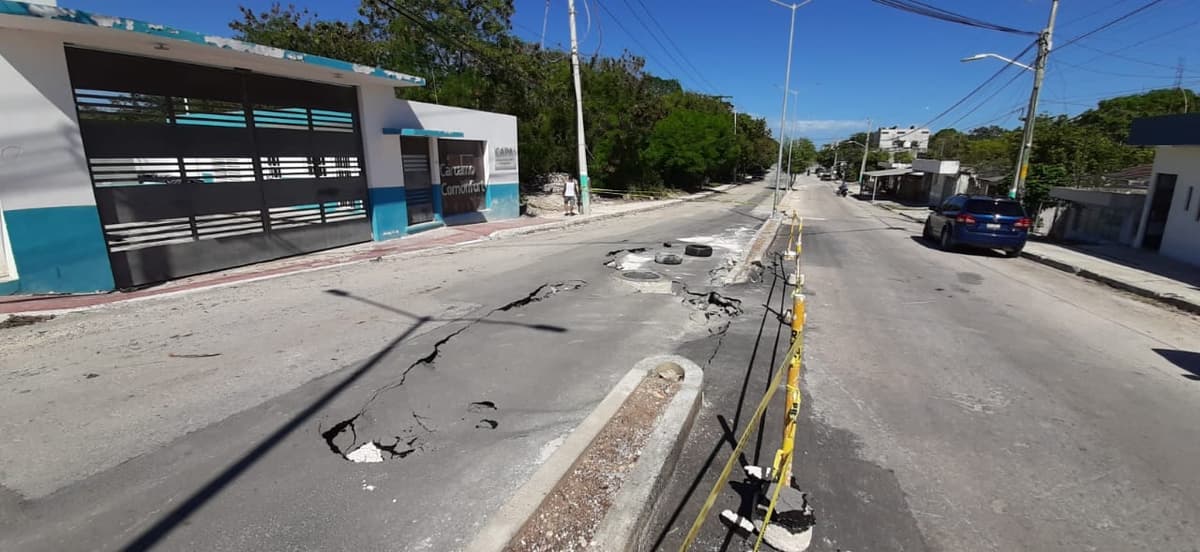 Se hunde pavimento en nuevas obras de CAPA en Chetumal