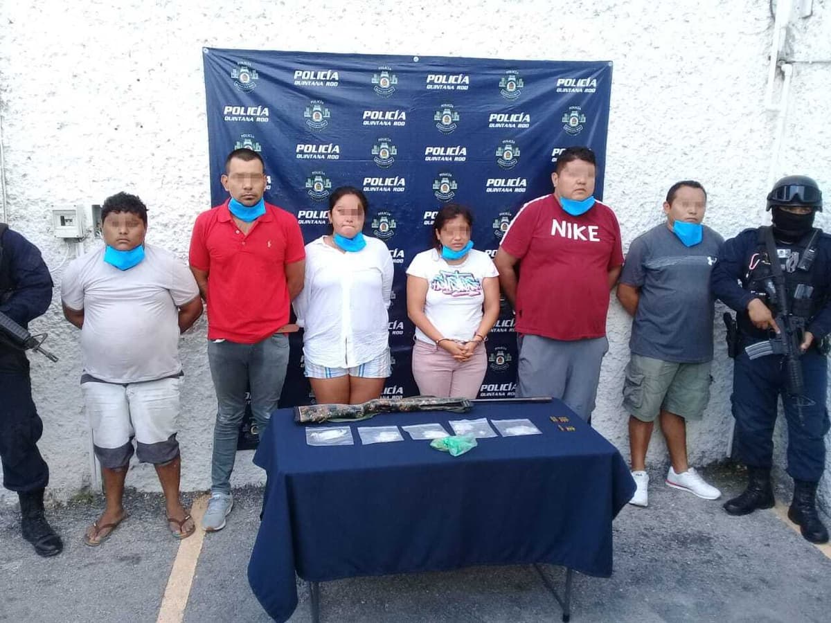 Detienen a seis con un fusil y drogas en Cancún