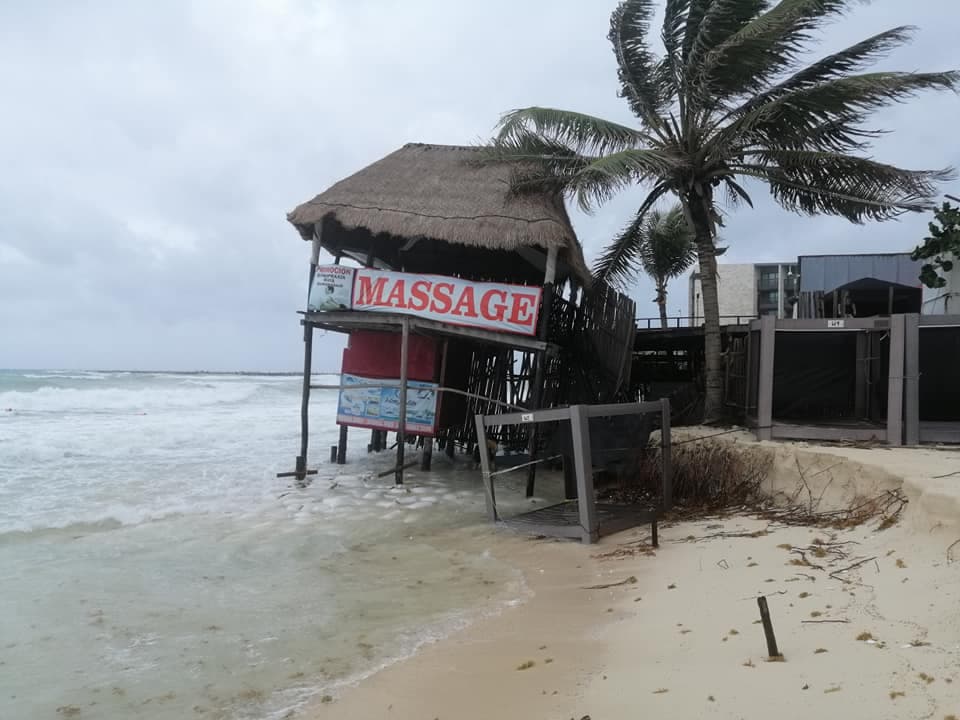 Tormenta Cristobal destrozó Coralina Beach Club en Playa del Carmen