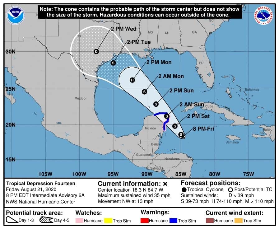 Entrará depresión tropical 14 por Puerto Morelos