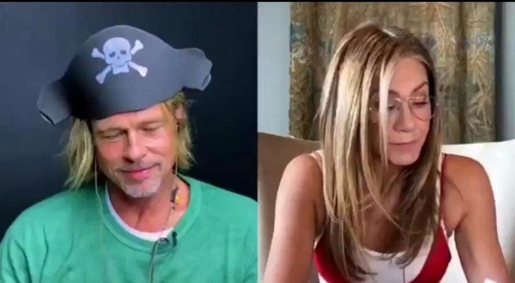 Video: Brad Pitt y Jennifer Aniston se reencuentran y todos enloquecen, hasta Morgan Freeman