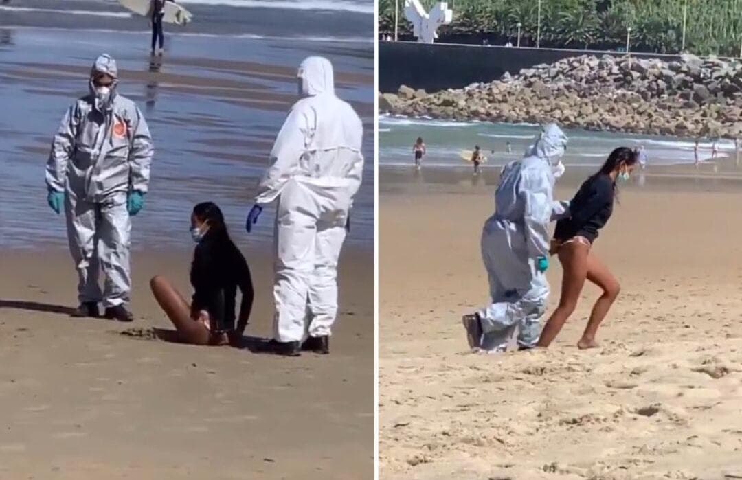 Video: Detienen a surfista que fue a la playa sabiendo que tenía Covid-19