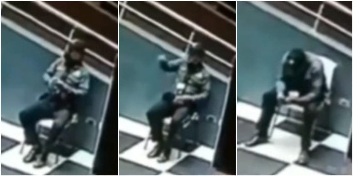 Video: ¡De terror! Captan a vigilante platicando con un 'fantasma' en un centro comercial