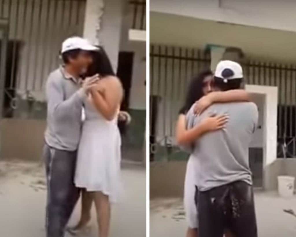 ¡Emotivo! Quinceañera fue hasta el trabajo de su padre albañil para bailar el vals
