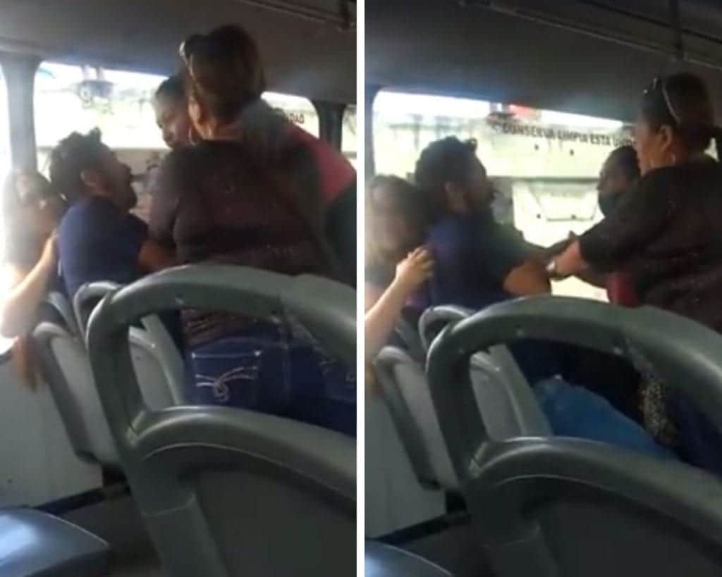 Video: Embarazada encuentra al papá de su hijo con otra mujer en un autobús y no se contiene
