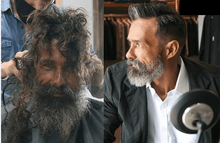 ¡Era vagabundo! Su familia lo encontró gracias al cambio de look que le regaló un barbero