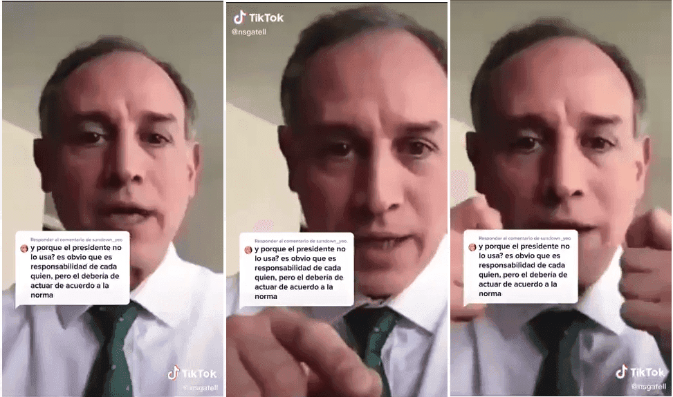 Enfurece Gatell en Tik Tok: 'pregúntenle a AMLO por qué no usa cubrebocas'