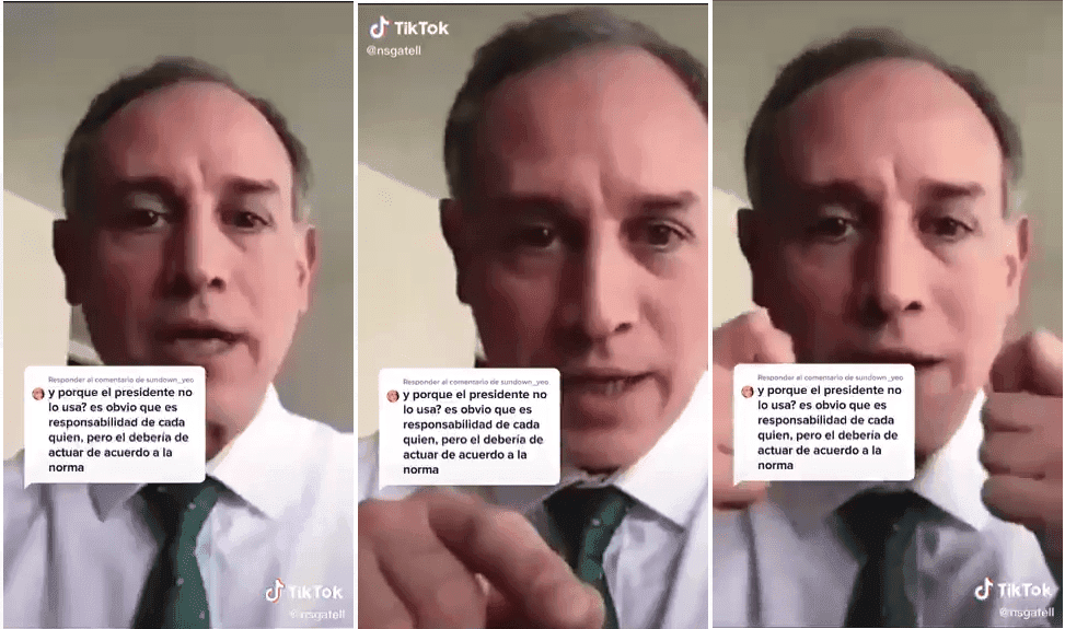Enfurece Gatell en Tik Tok: 'pregúntenle a AMLO por qué no usa cubrebocas'
