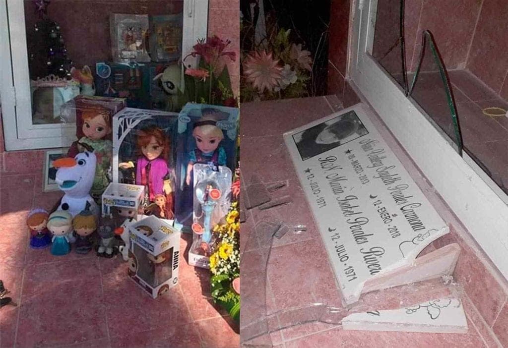 FOTOS: ¡Delincuencia sin limites! Madre denuncia robo de juguetes de la tumba de su hija