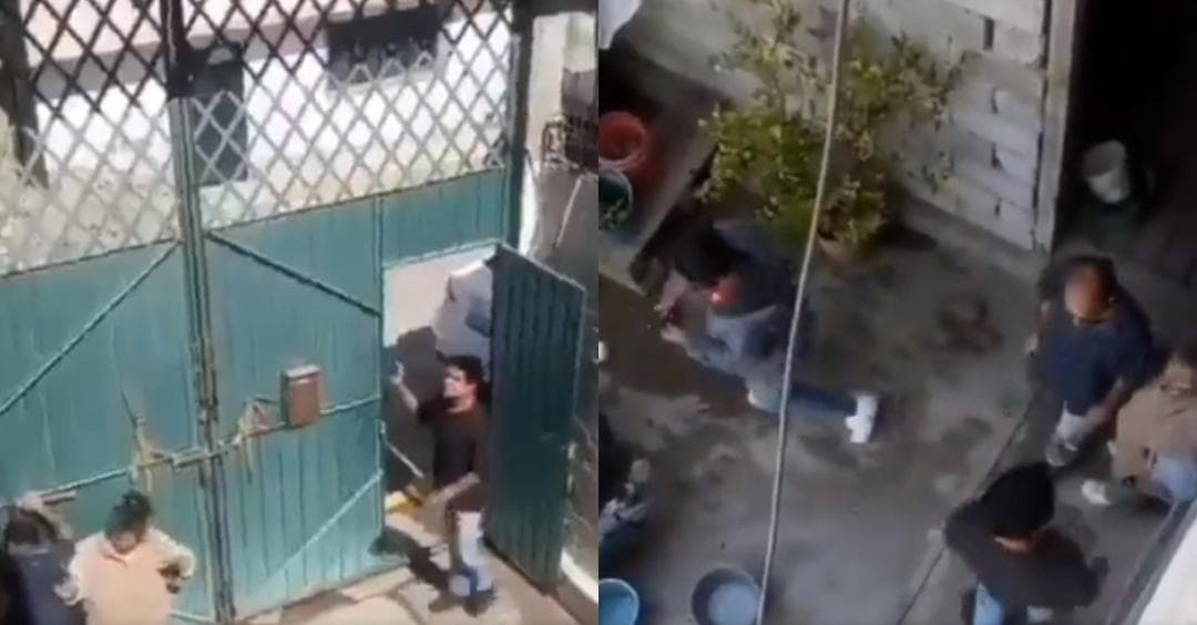 Video: Captan a sujeto que agrede a su madre; le arroja piedras y hasta un garrafón