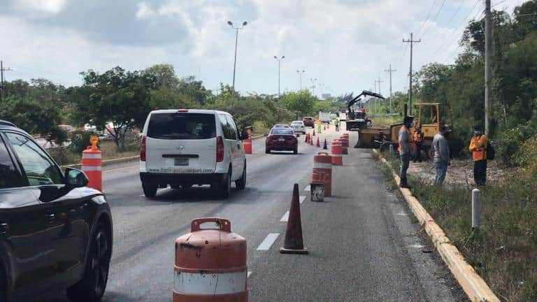 Habilitarán desvío provisional en vía federal Playa del Carmen-Cancún en vista de las largas colas