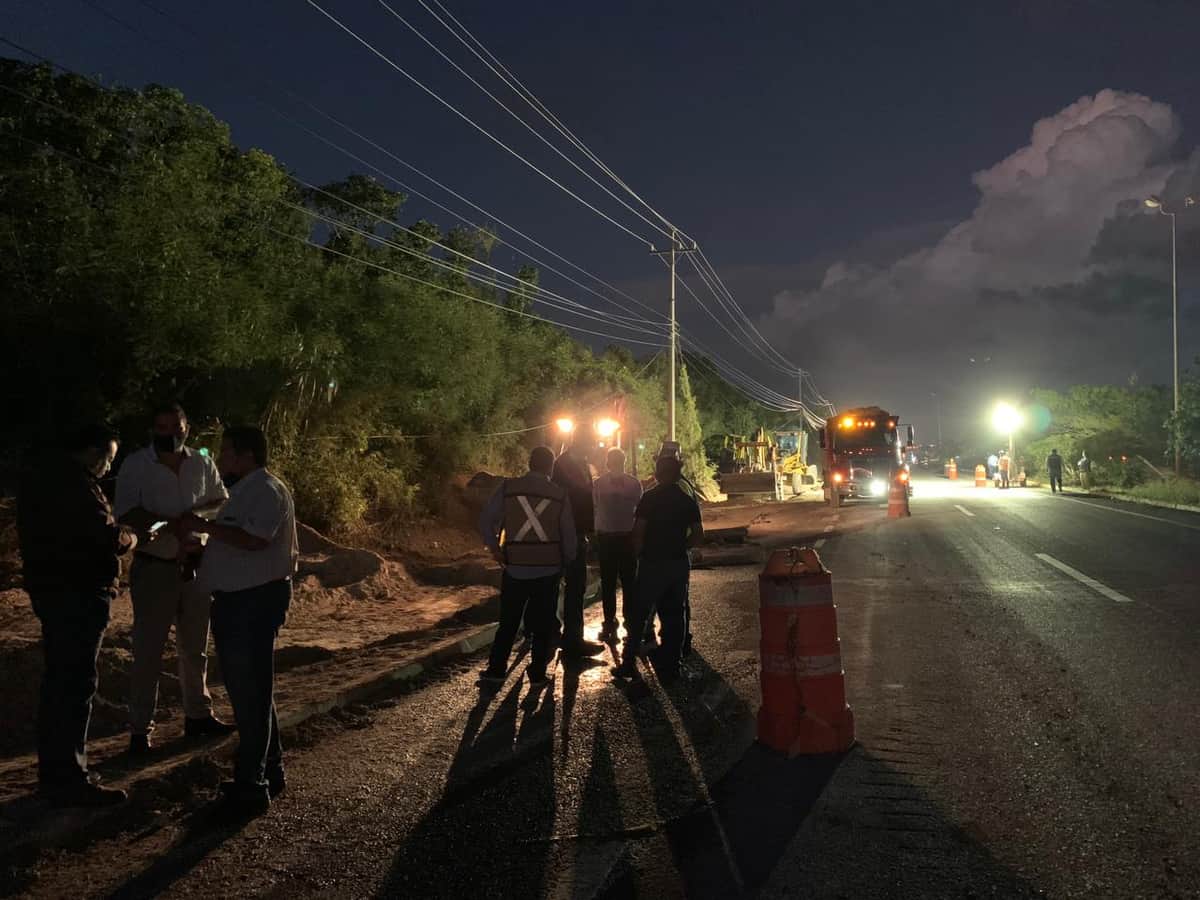 Intensifican reparación de grietas en la carretera Cancún –Tulum