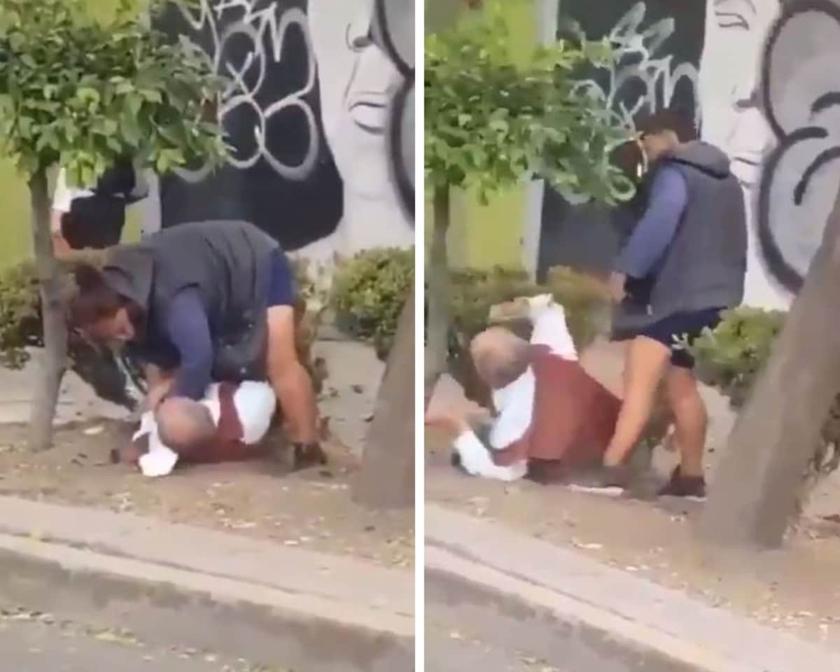 Mujer golpea brutalmente a abuelito en la calle y la exhiben en redes