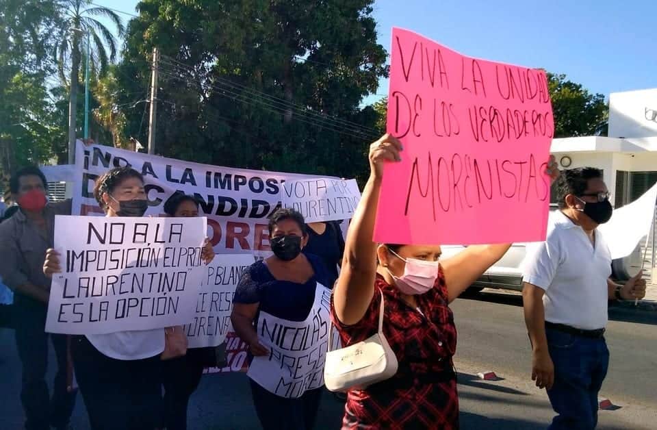 Marchan militantes de Morena en Chetumal por “imposición” de Luis Gamero Barranco