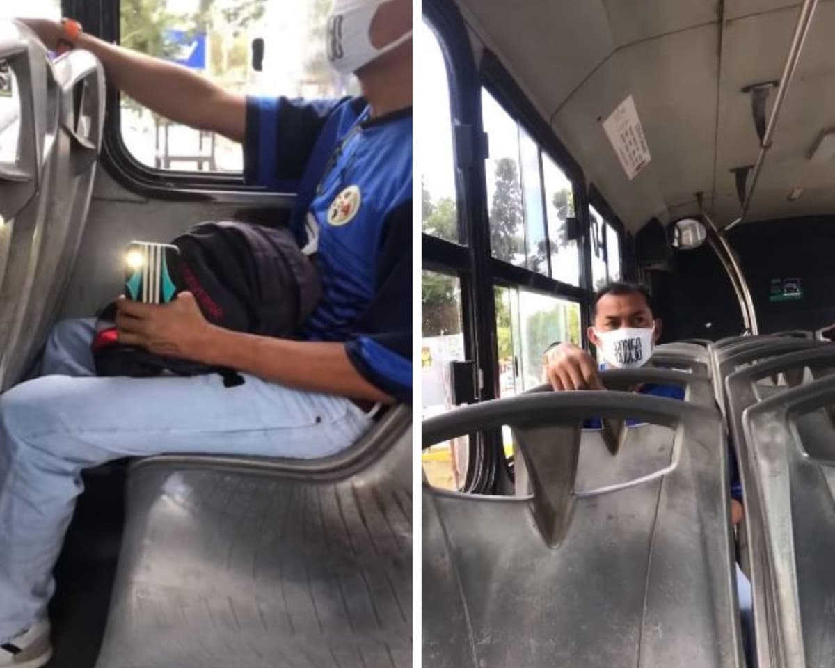 Mujer sorprende a un hombre grabándola en un bus de Cancún y lo enfrenta