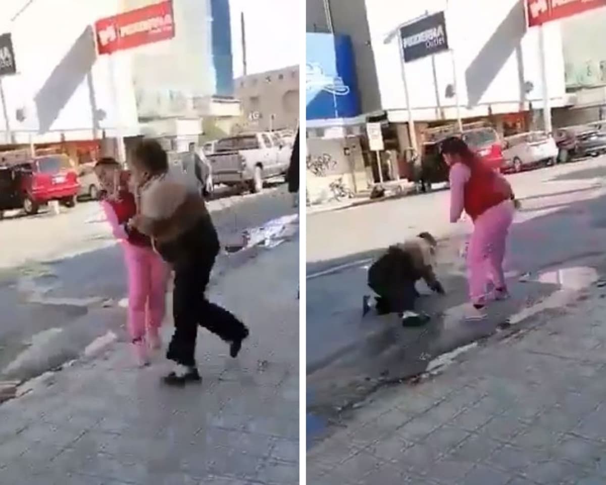 Video: Adulta mayor reta a golpes a mujer y esta la lanza hacia una avenida