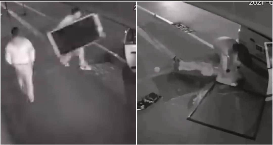 Video: Tras cometer robo, ladrón se cae de un segundo piso y queda insconsciente