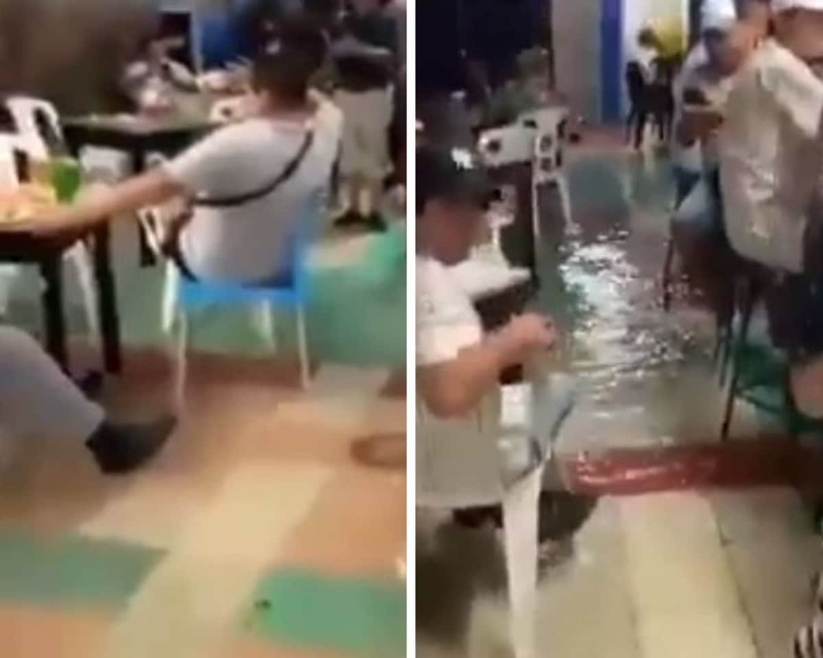 VIDEO: Captan a personas tomando en un bar inundado en Tabasco como si nada
