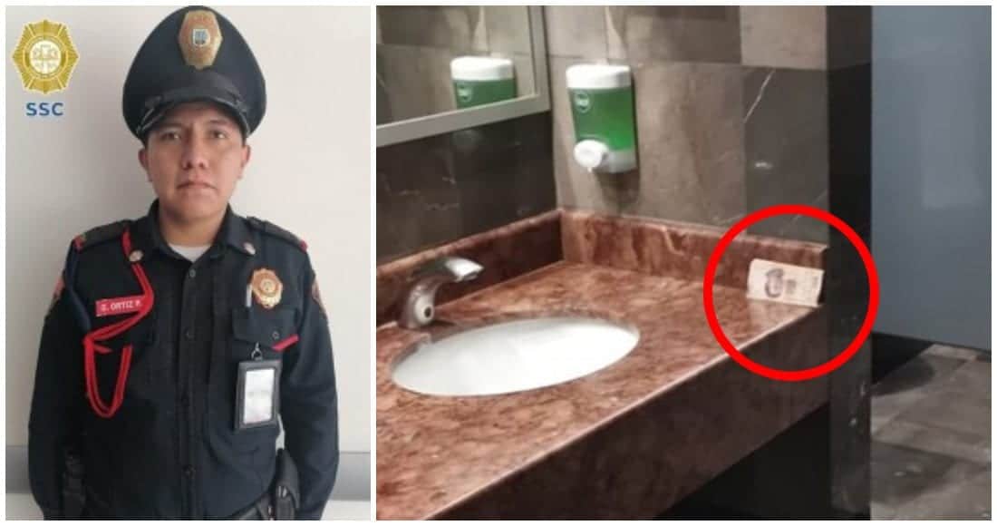 ¡Policía honesto! Halló un fajo de billetes en baños de hospital y lo devolvió