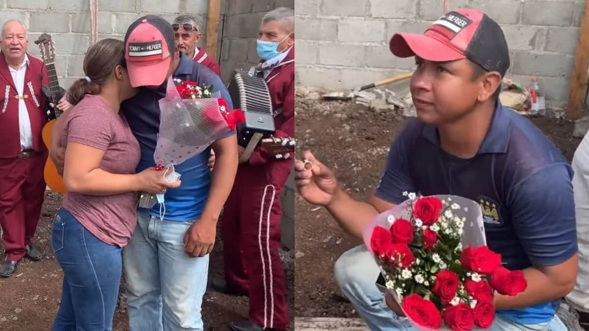 VIRAL: Albañil pide matrimonio a su novia con ayuda de sus amigos de obra