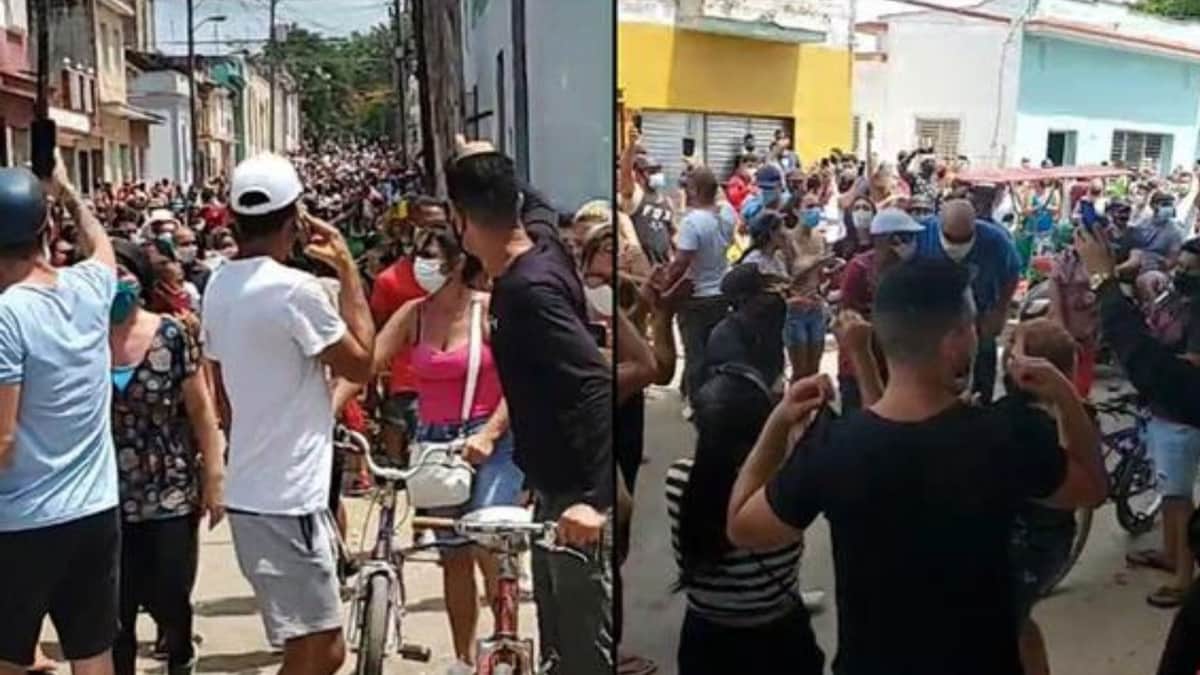 Cubanos protestan contra el Gobierno de Díaz Canel