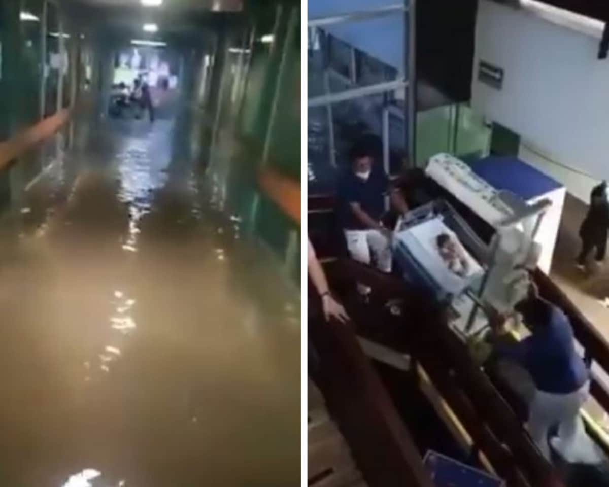 VIDEO: Lluvias inundan hospital en Edomex, el agua entra hasta las habitaciones