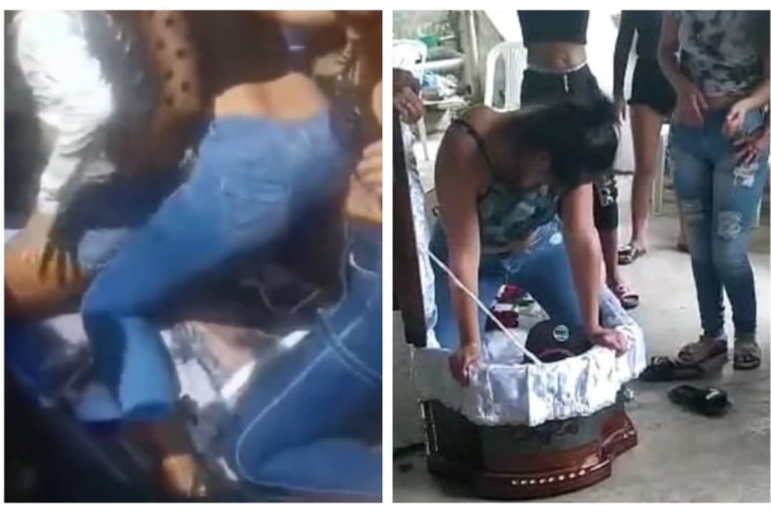 VIDEO: Mujeres despiden a ladrón con perreo sobre su ataúd