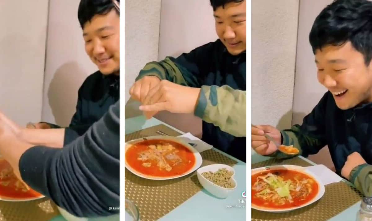 VIDEO: Japonés prueba pozole por primera vez y su reacción se vuelve viral