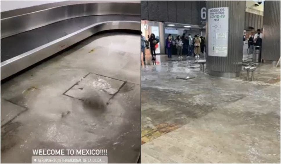 VIDEOS: Captan inundaciones dentro del AICM tras intensas lluvias en CDMX