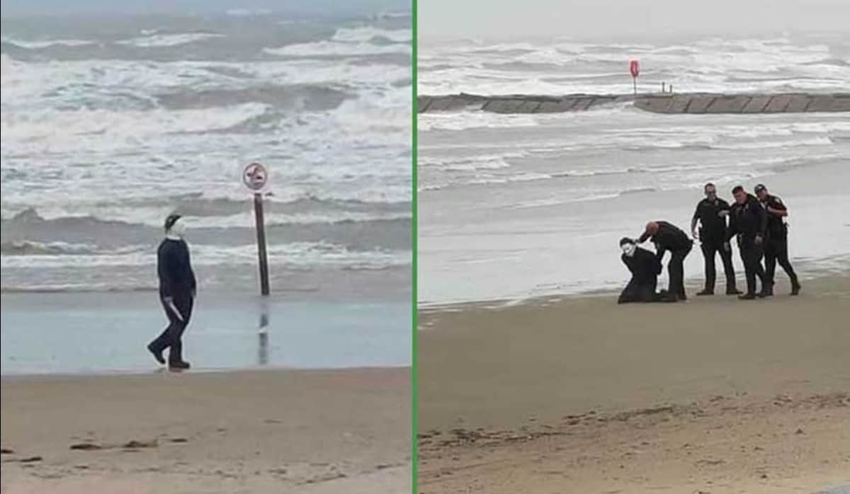 Decide disfrazarse de Michael Myers para ir a caminar a la playa y lo arrestan