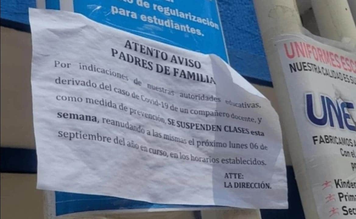 Cierran escuela por caso de Covid-19 en SLP; dos días de regreso a clases presenciales