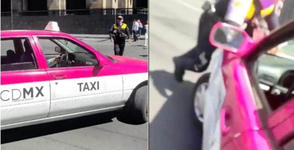 Video: Ciclista defiende a un policía de taxista ebrio en Cdmx