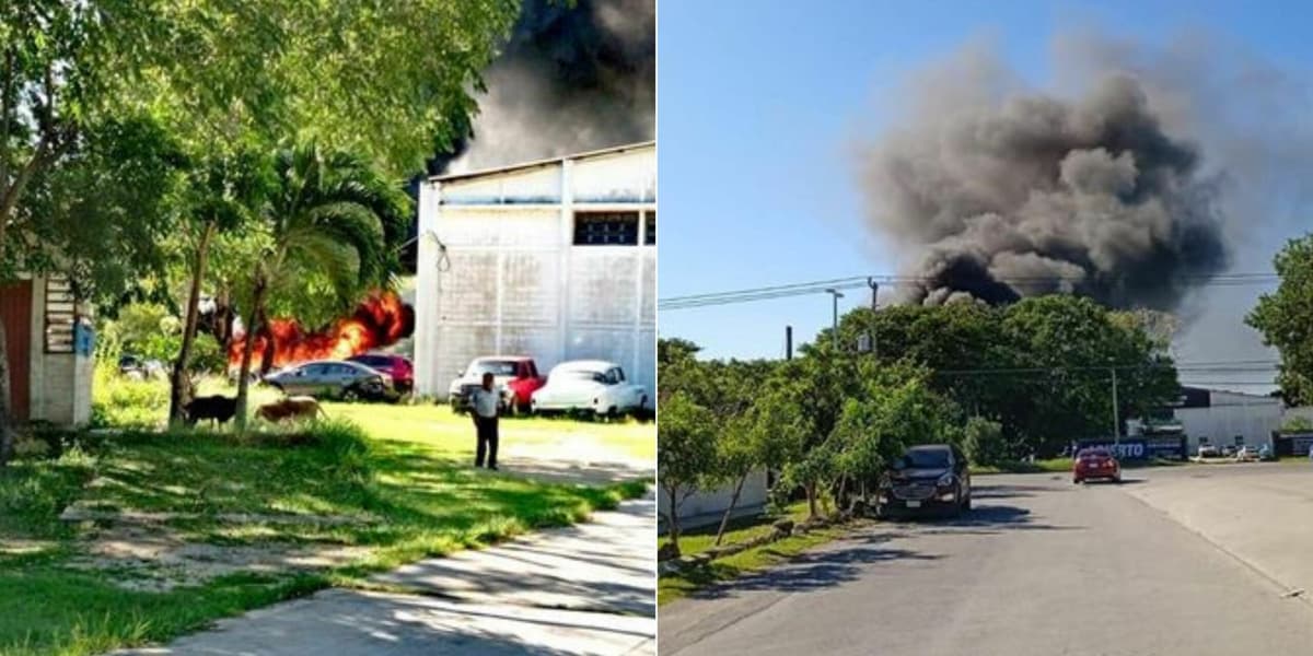 Se incendia taller mecánico en Chetumal