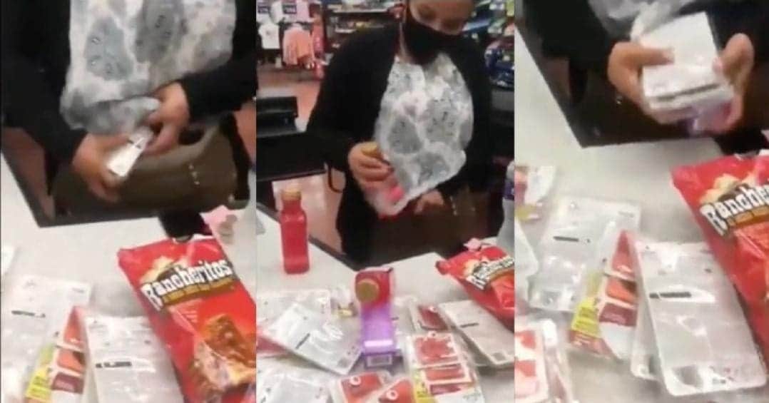 Video: Captan a mujer que se llevaba productos de Walmart sin pagar