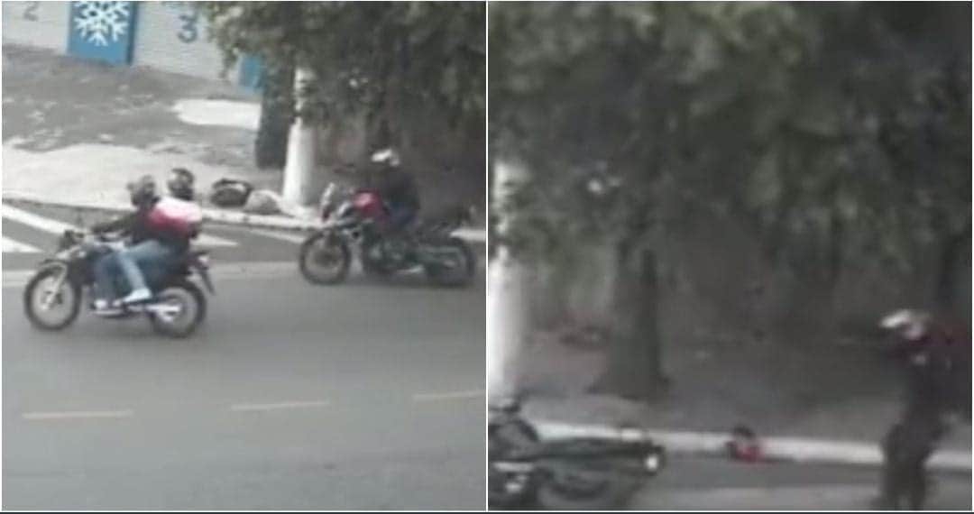 Video: Motociclista huye de asalto y regresa para dispararle a ladrones