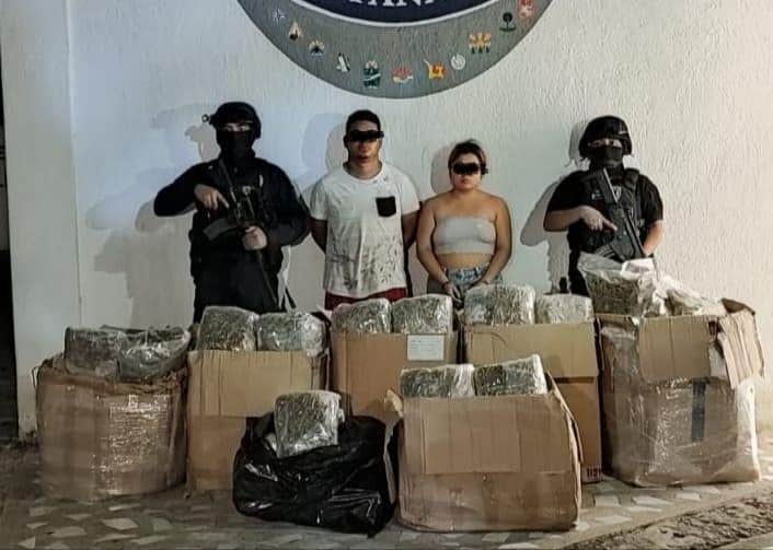 Decomisan 65 kilos de marihuana y detienen a dos en Playa del Carmen