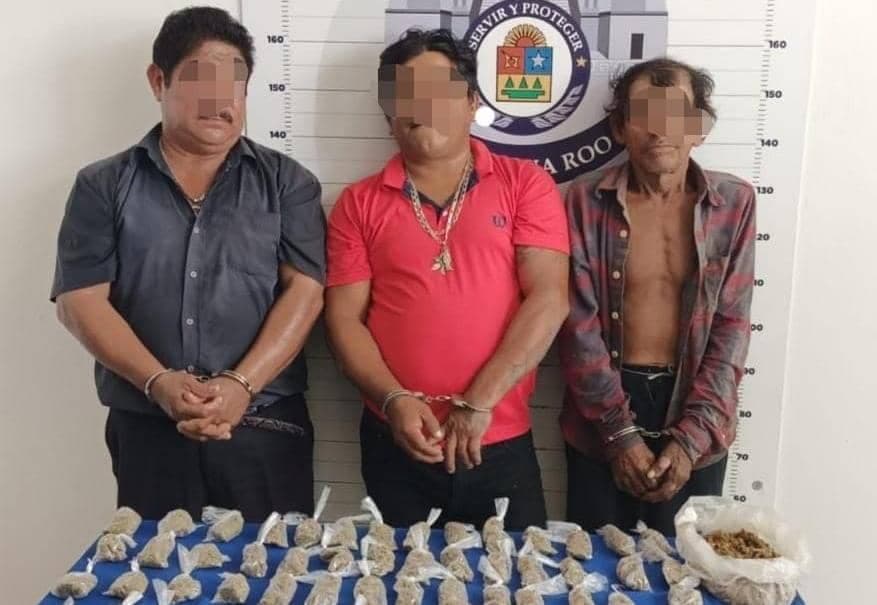 Detienen a tres sujetos con varias dosis de droga en Cancún