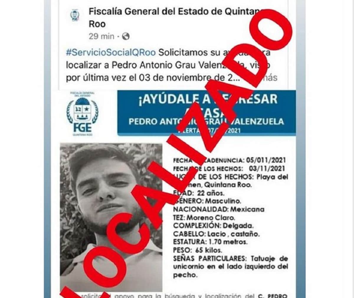 Encuentran a estudiante de medicina desaparecido en Playa del Carmen