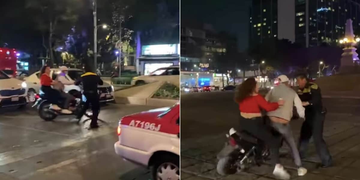 VIDEO VIRAL: Super policía con su propia fuerza detiene a motociclista sin casco en CDMX