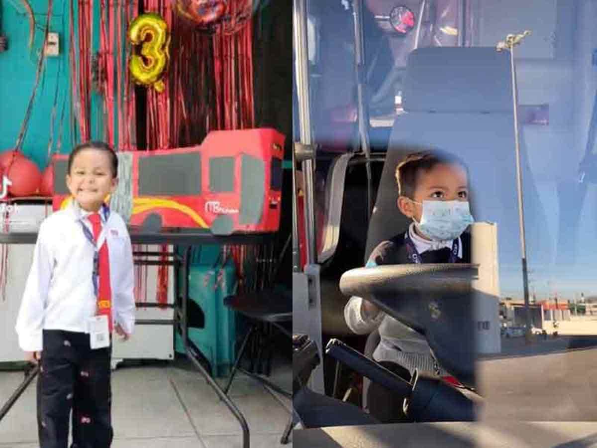 Niño que celebró su cumpleaños con la temática del Metrobús y su familia recorren la L6