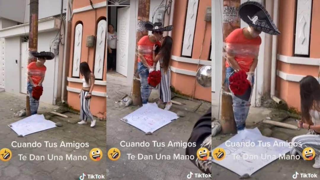 VIRAL: atan a su amigo de un poste para que declare su amor con serenata