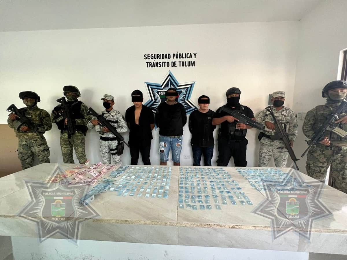 Fuerte golpe a la delincuencia organizada: caen tres con 300 dosis en Tulum