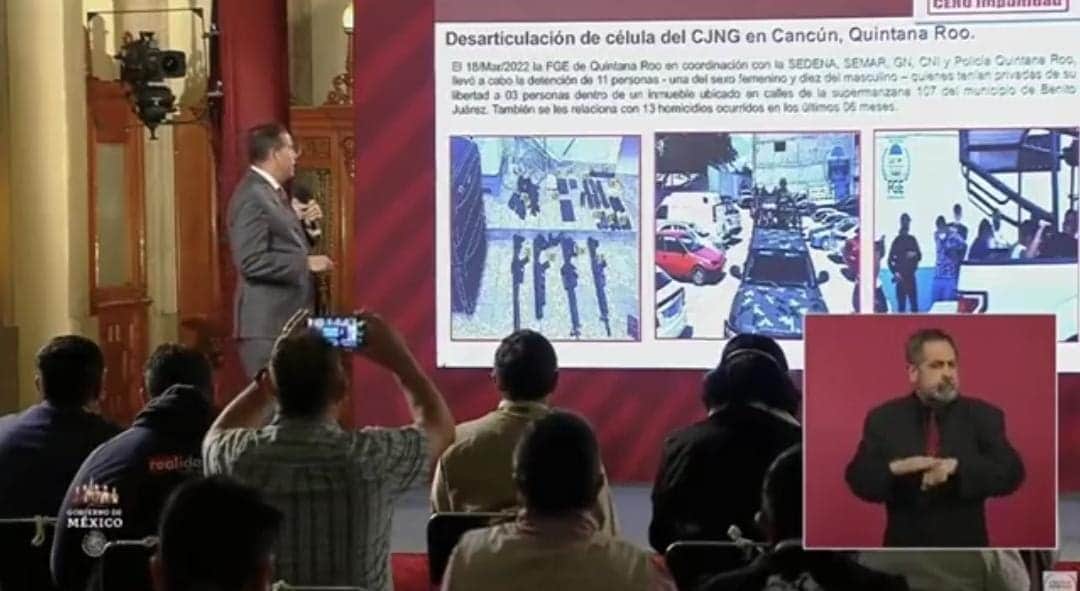 Destacan en mañanera a la Fiscalía de Quintana Roo por detener a célula del CJNG