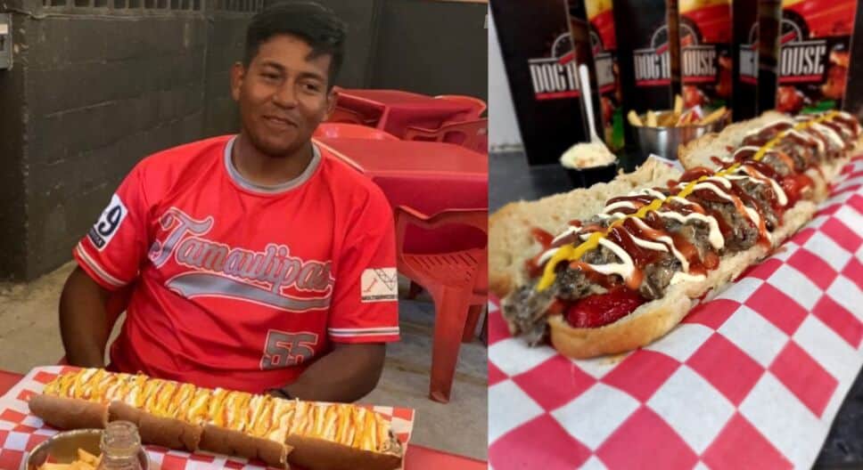 En menos de 9 minutos hombre devora un hot dog de 50 centímetros