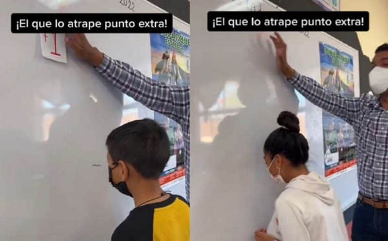 Video: maestro da puntos extras por detener papel con la cabeza contra la pared