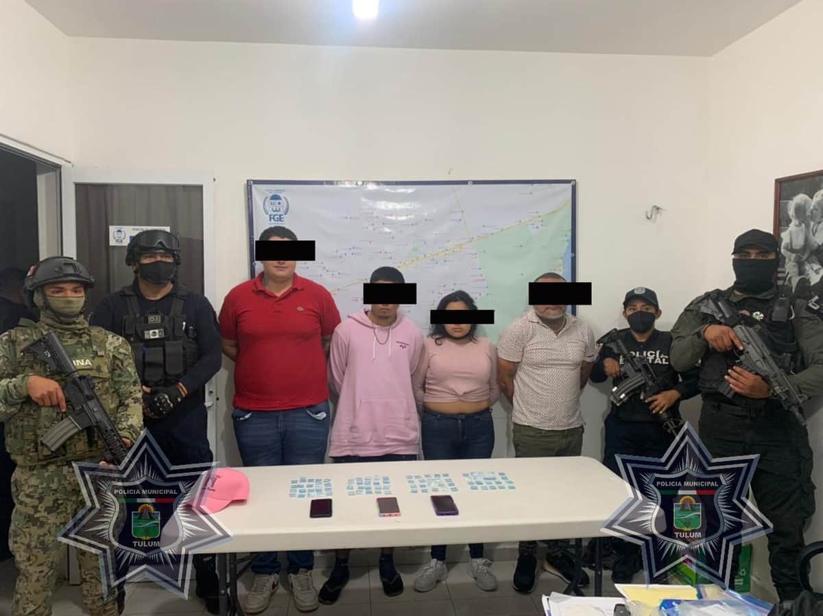 ¡Detienen a 12 en Tulum! Sujetos poseían más de mil 900 sustancias ilícitas